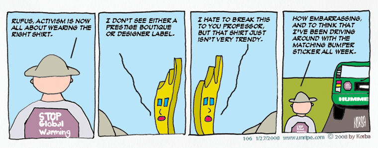 cartoon 106, activism is all about wearing the right shirt